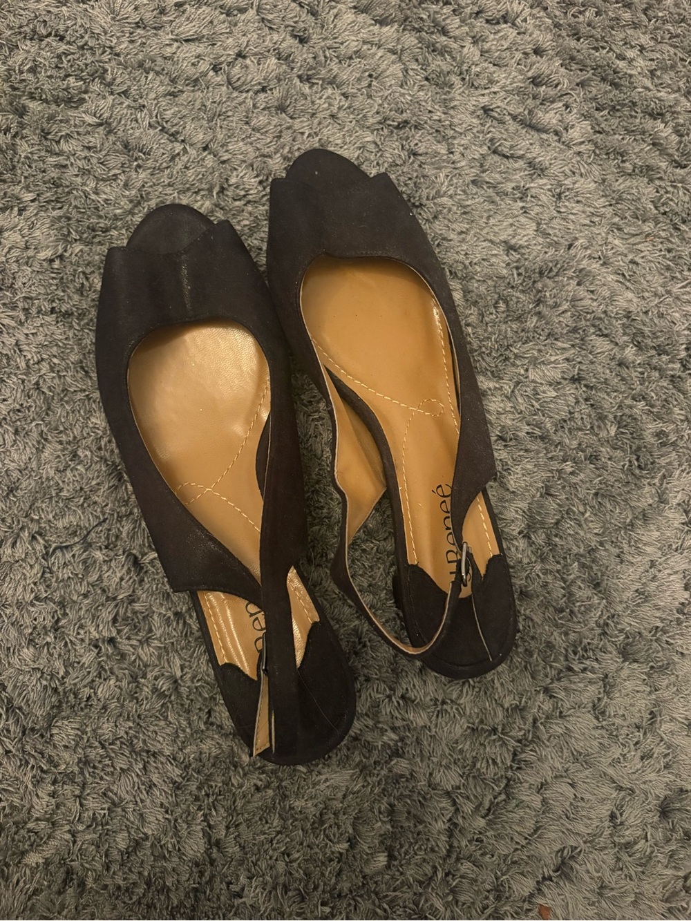 J. Renee Black Peep-Toe Low Heel